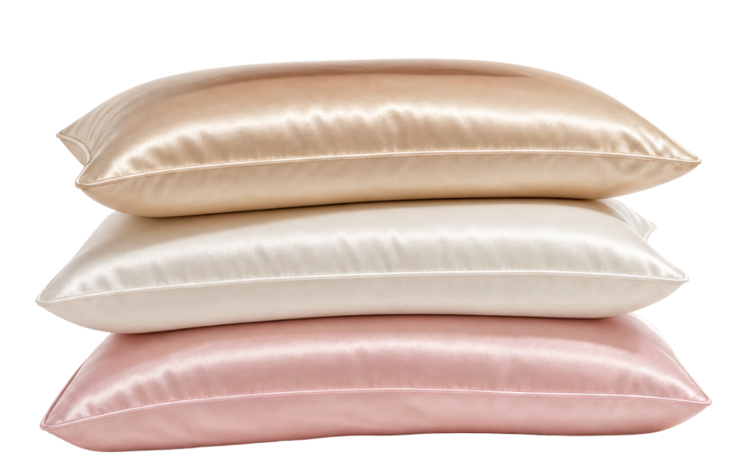 couleur champagne, ivoire et rose pour taie oreiller en soie